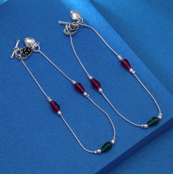 Rani & Green Color Oxidised Anklet