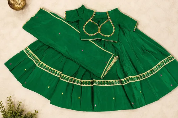 Crepe Silk Chaniya Choli-Green