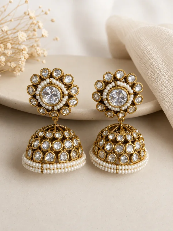 Kundan Jhumki With Victorian Plating