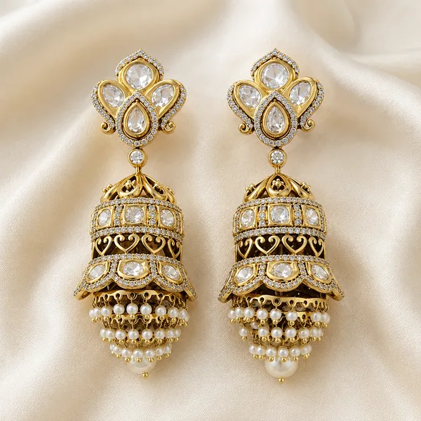 Kundan Jhumki With Victorian Plating