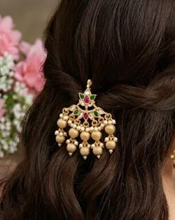 Pachi Kundan Brooch Hair Pin
