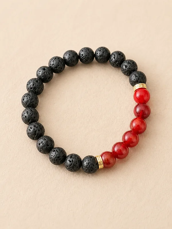 Lava Stone & Red Agate Healing Bracelet