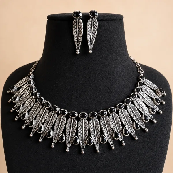 Oxidized Necklace Set-Black